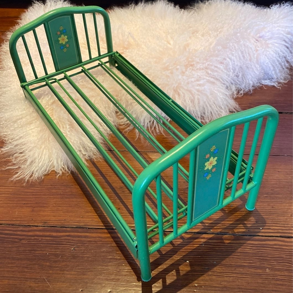 Green Metal Doll Bed